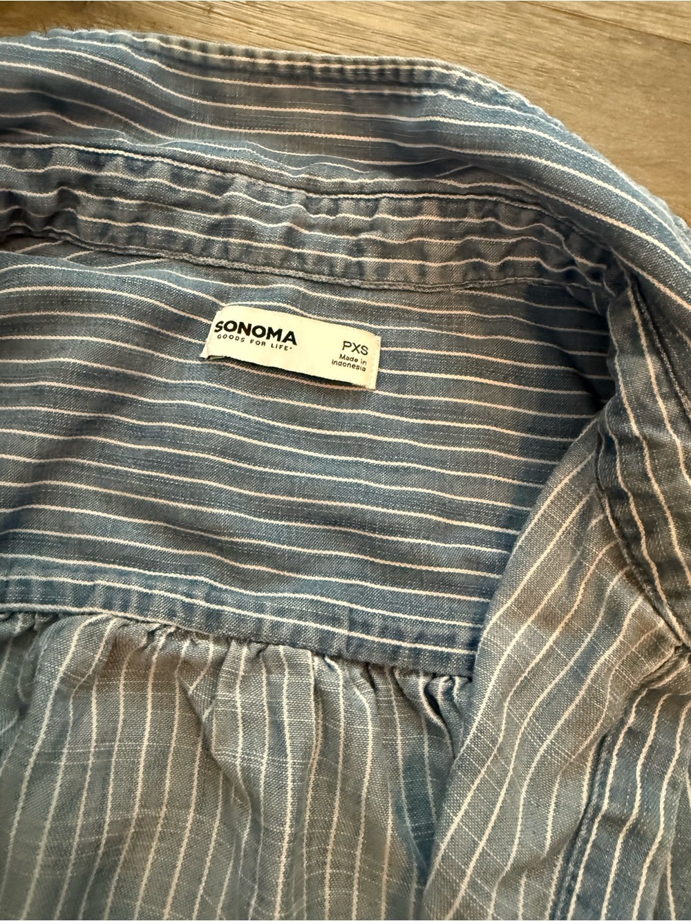 Sonoma Blue and White Striped Button-Down Shirt - Picture 3 of 4